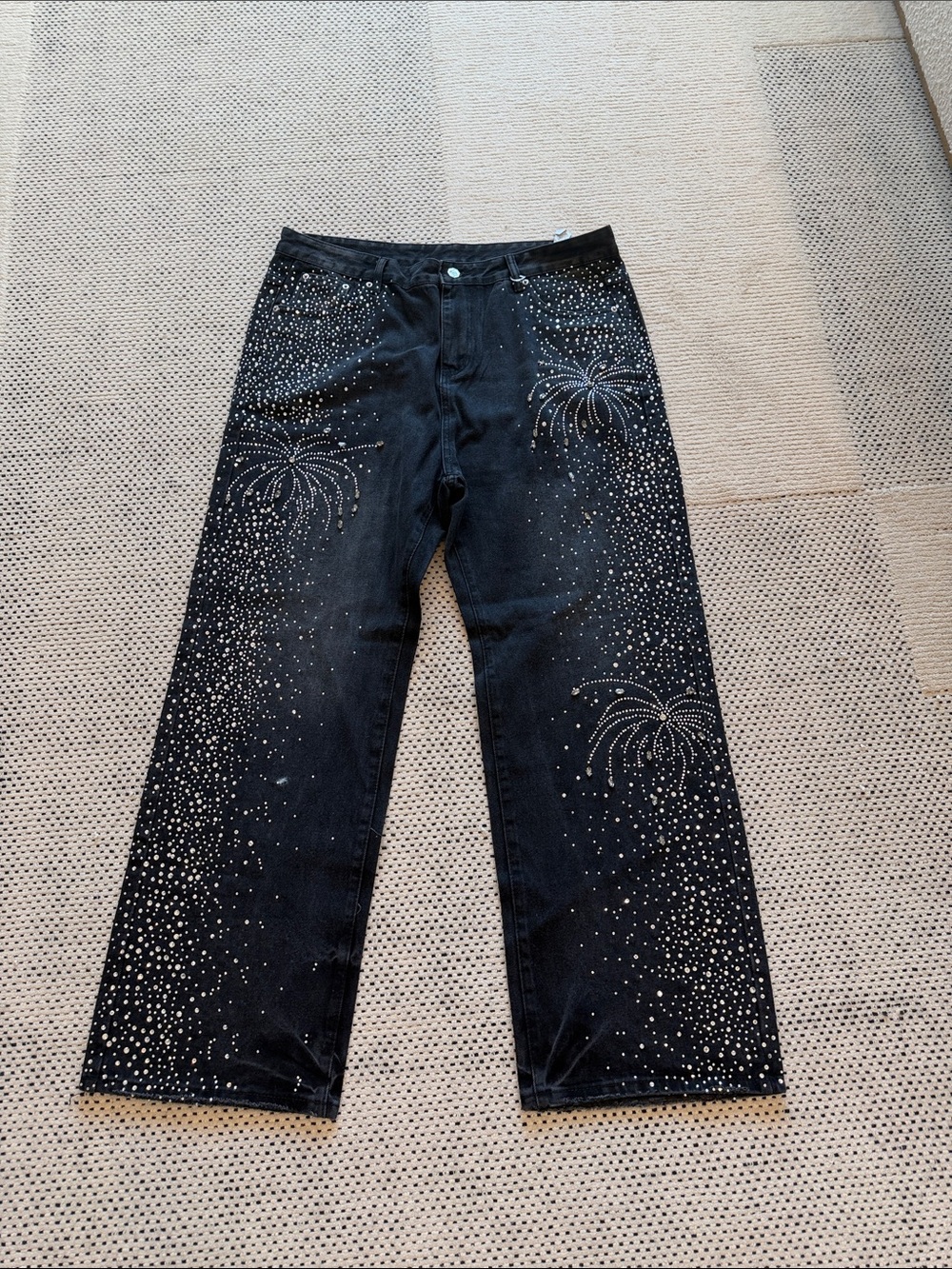 Black Denim Jeans with Rhinestone